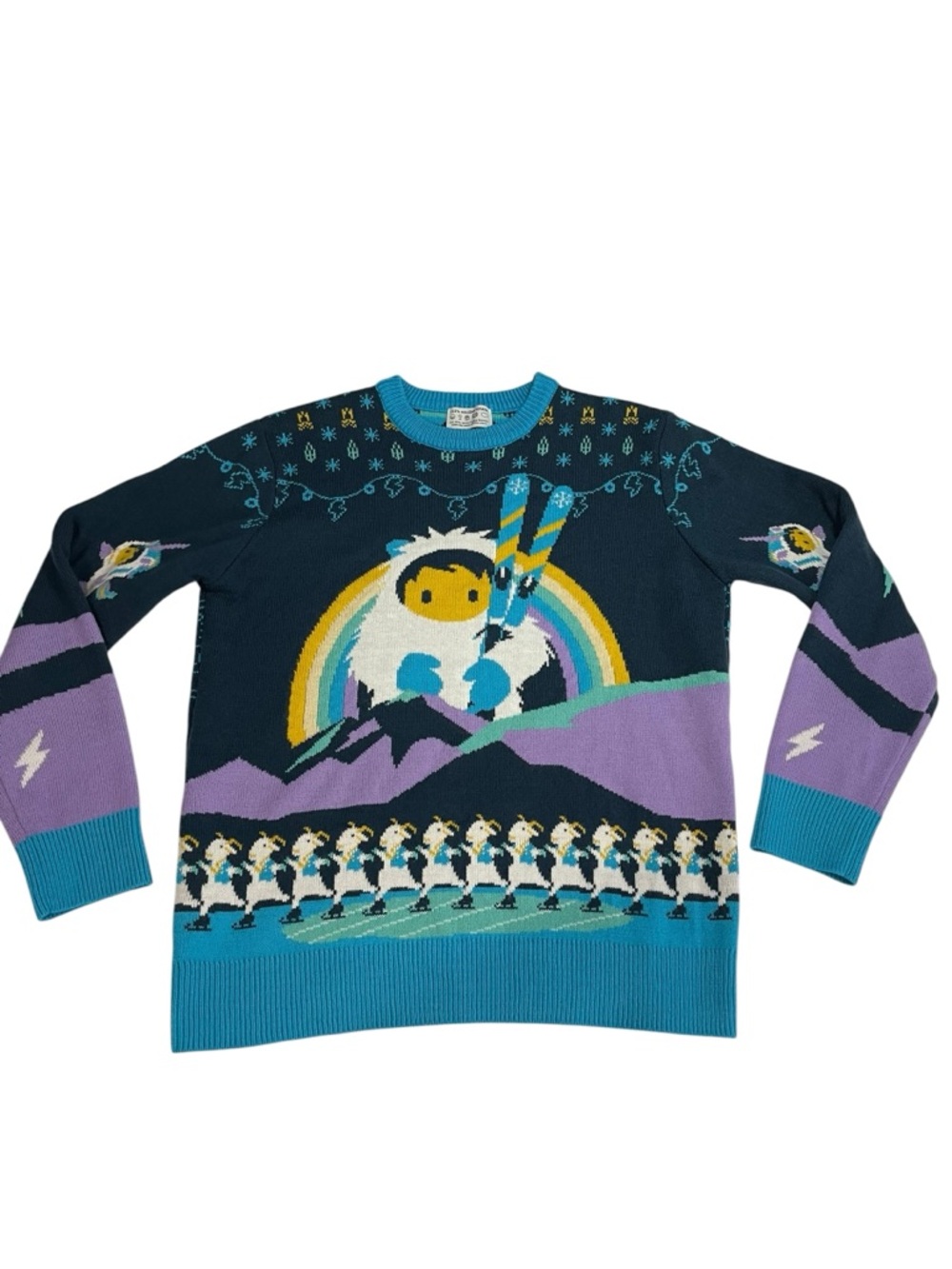 Salesforce ohana 111% holiday  ugly sweater rainbow goat ski anime X-Small